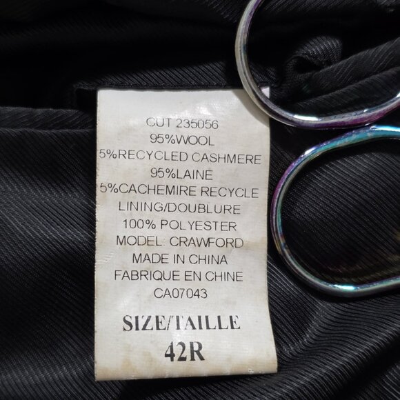 Lauren Ralph Lauren Overcoat Men 42R Black Wool Cashmere Blend Lined Preppy FLAW - Picture 11 of 16